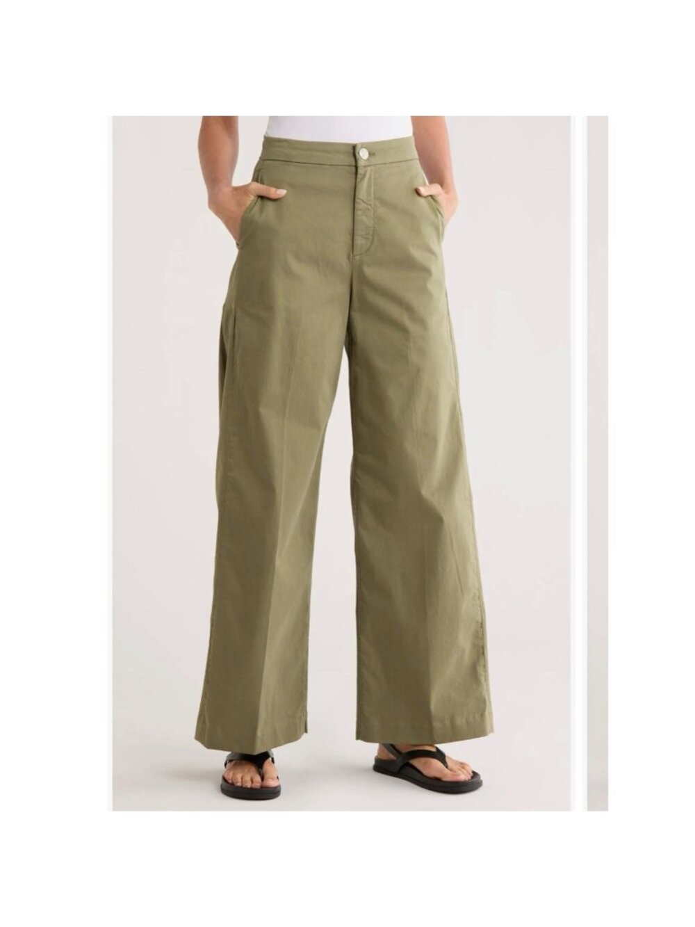 Rag & Bone Womens Pant Sandstone Beige Kiera High Rise Wide Leg Cotton